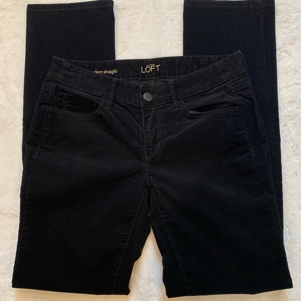 LOFT Modern Straight Corduroy Jeans Black Sz 26/2 - Picture 1 of 4